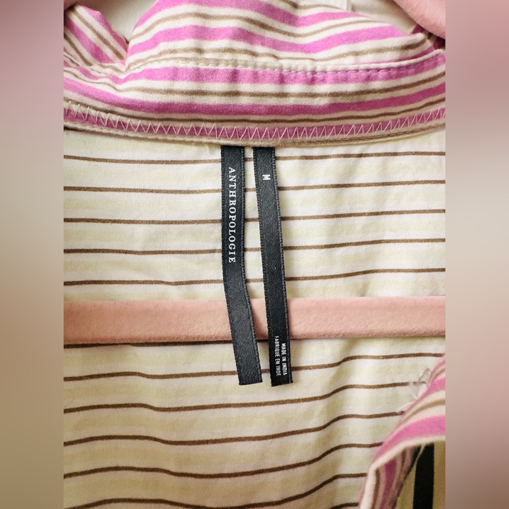 Anthropologie Pink and Cream Striped Button Down Shirt - Picture 11 of 16
